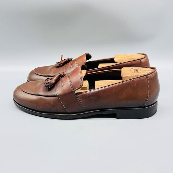 Bragano Shoes Mens 9 Brown Leather Tassel Loafers Slip On Dress Classic Italy main image 10